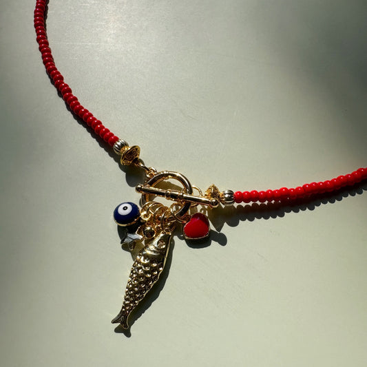 Lucky You Red Charm Necklace