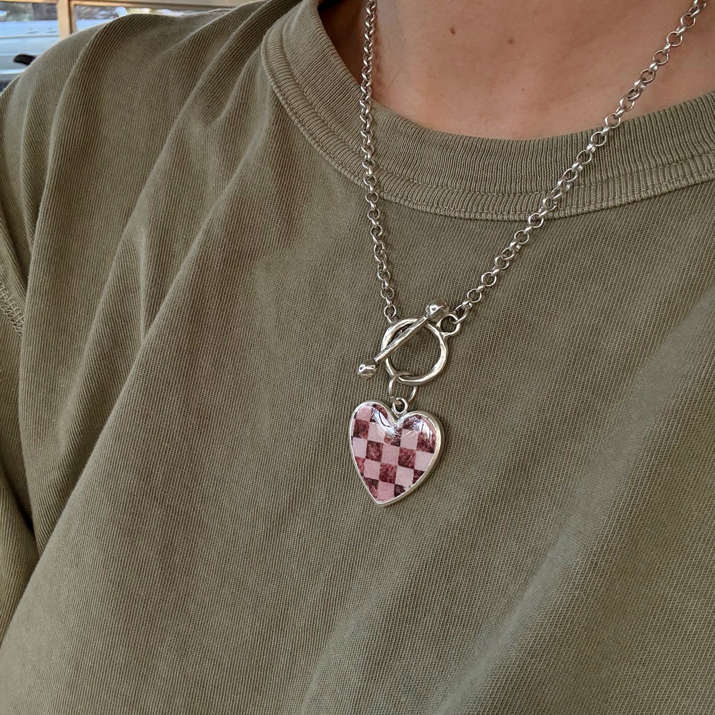 Checkered Heart Necklace