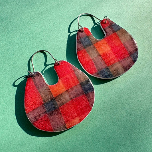 Multi Plaid Double Hoop