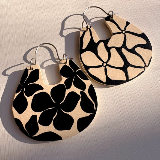 Abstract Flower Double Sided Hoops