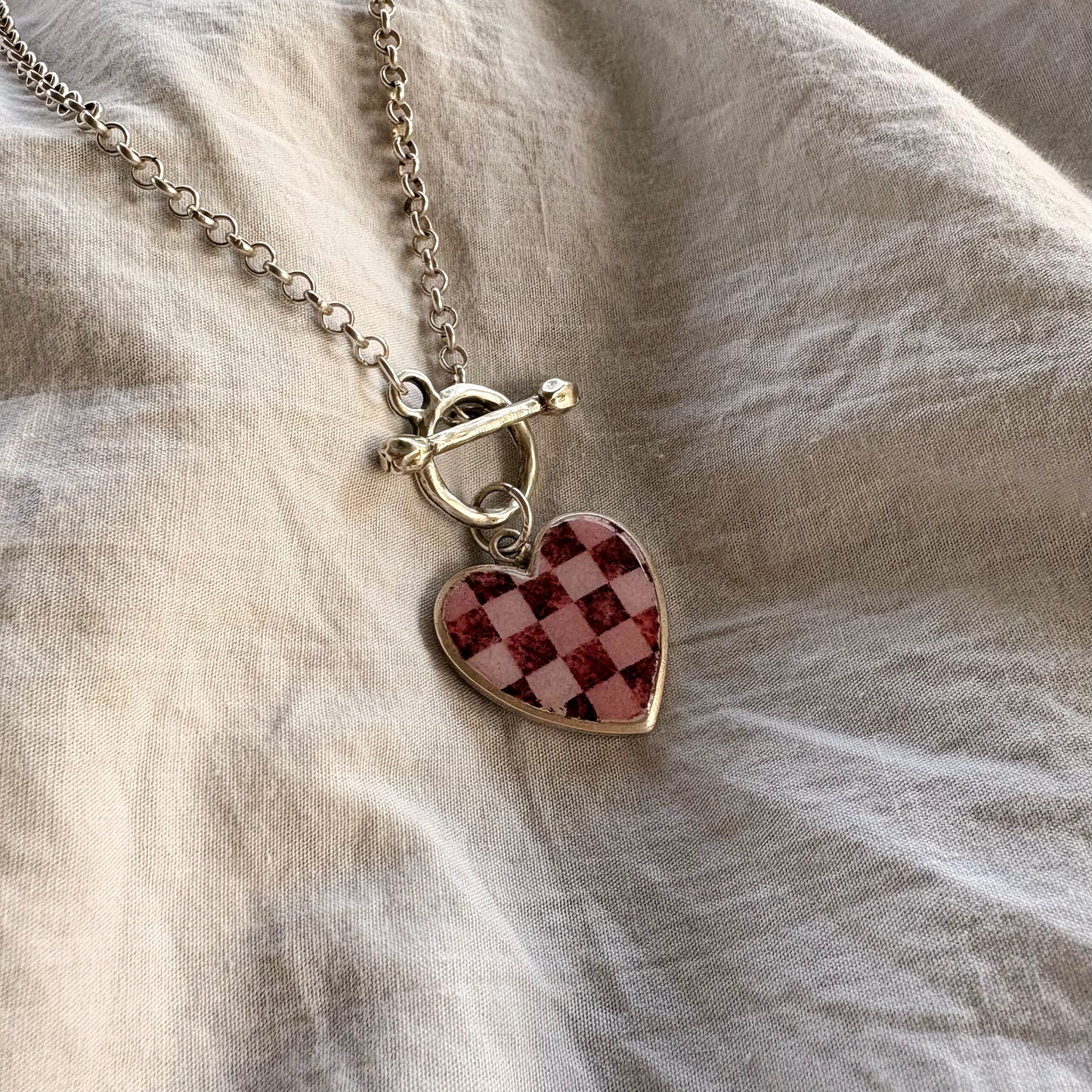 Checkered Heart Necklace