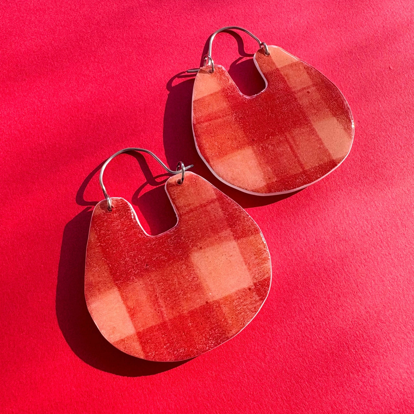 Red Plaid Multi Hoops