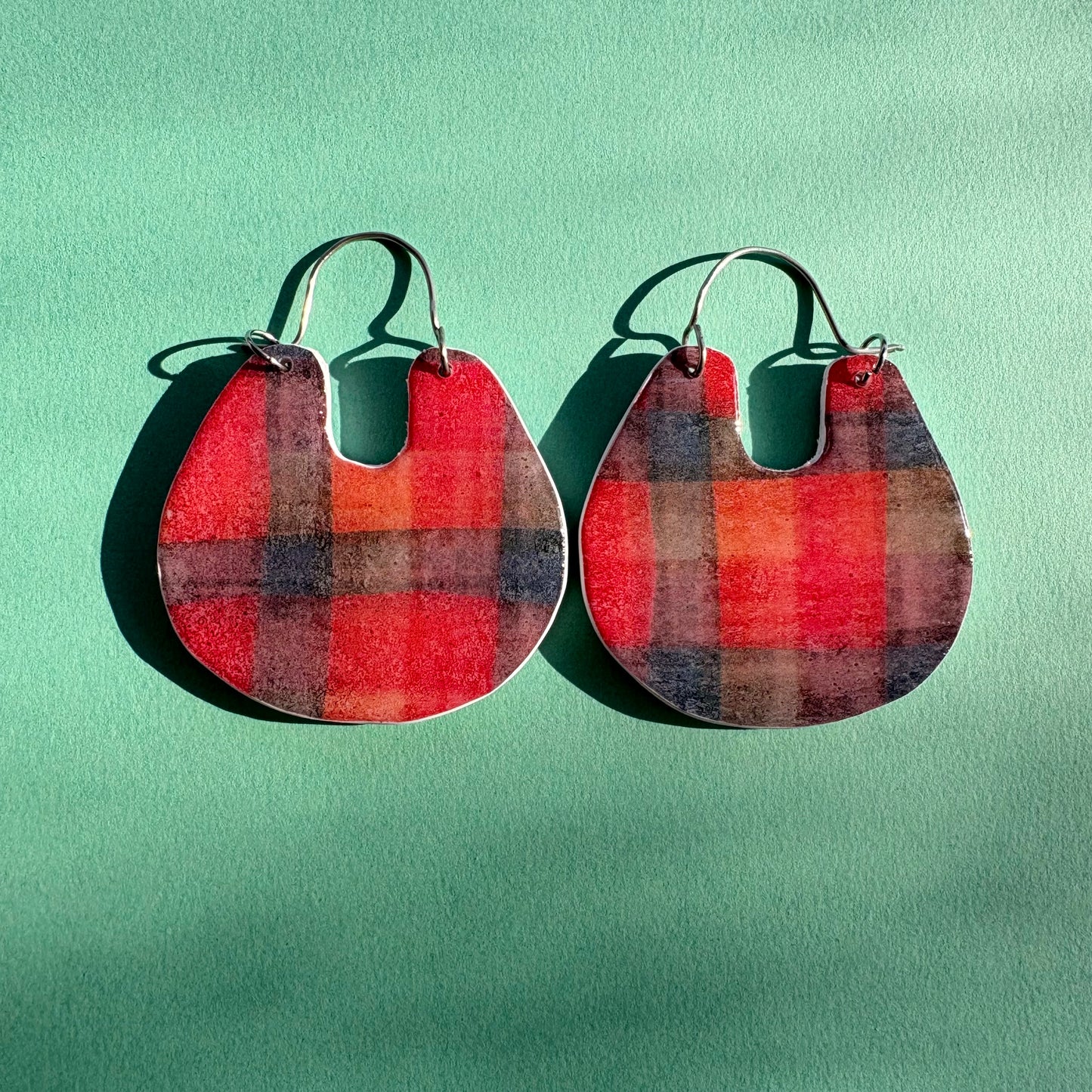 Multi Plaid Double Hoop