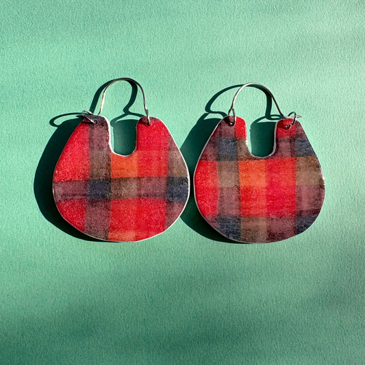 Multi Plaid Double Hoop