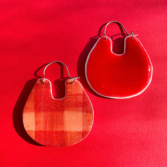 Red Plaid Multi Hoops