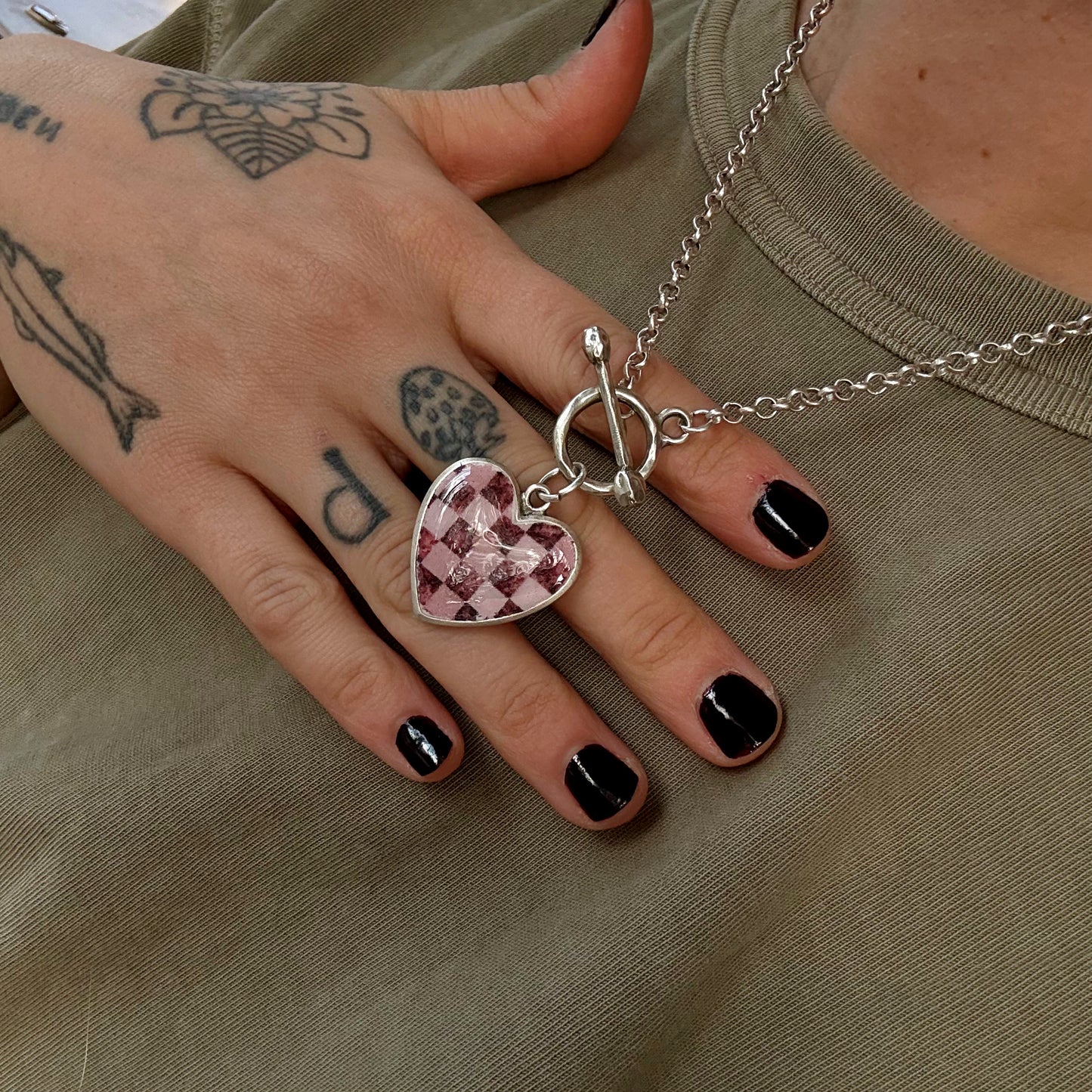 Checkered Heart Necklace