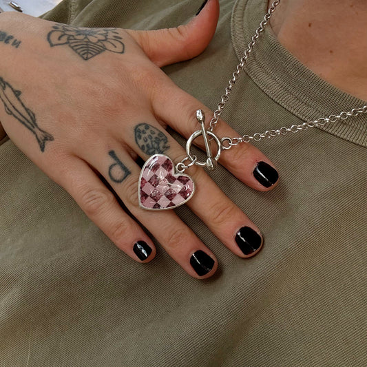 Checkered Heart Necklace