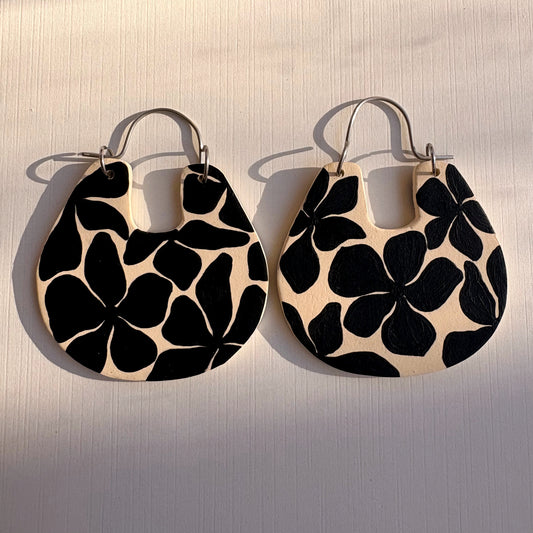 Abstract Flower Double Sided Hoops